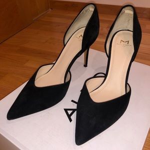 Black suede pumps